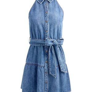 Alice and Olivia Denim Blue Halter Dress